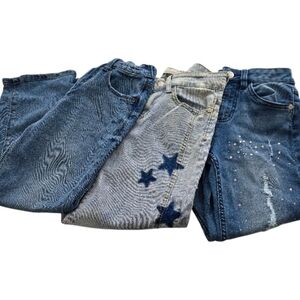 Kids Blue Star & Embellished Denim Jeans 3 Pc Bundle Size 7